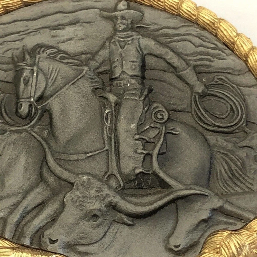 Western Heritage Museum Buckle Collection Fm 91 Pewter US Vtg Belt Buckle Cowboy